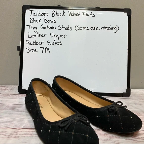 Talbots Black Velvet Flats. Women Size 7. - Picture 10 of 10